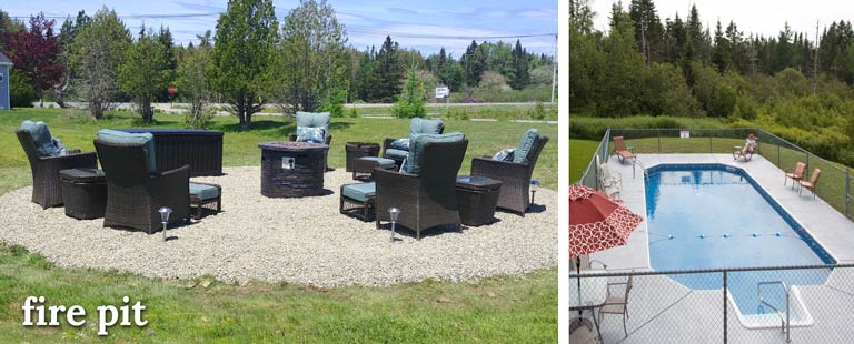 Fire pit and swimming pool